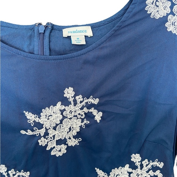 Sundance Fleur In Bloom Lace Blue Floral Embroidered Bell Sleeve Blouse Medium - Picture 5 of 9